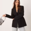 ASOS DESIGN moulded hip blazer in black
