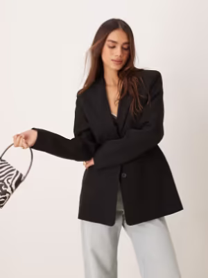 ASOS DESIGN moulded hip blazer in black