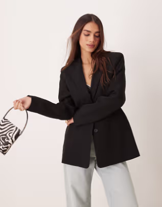 ASOS DESIGN moulded hip blazer in black