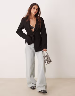 ASOS DESIGN moulded hip blazer in black
