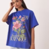 ASOS DESIGN oversized t-shirt with floral botanical graphic in blue