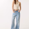 Stradivarius Petite d92 straight wide-leg jeans in light blue