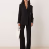 Mango cross button blazer & trouser co-ord in black - BLACK