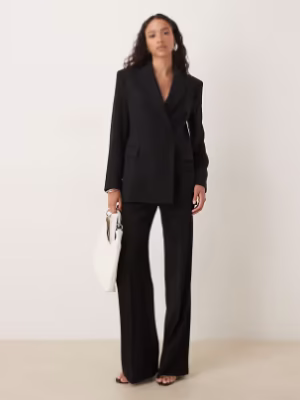 Mango cross button blazer & trouser co-ord in black - BLACK