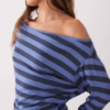 COLLUSION off shoulder cinched waist dress in blue stripe