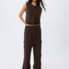Stradivarius Buttoned knit vest in brown