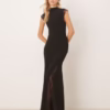 ASOS DESIGN high neck cap sleeve maxi dress with lace insert detailing in black